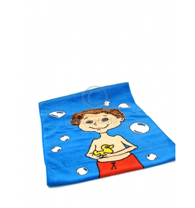 Bath towel with a character