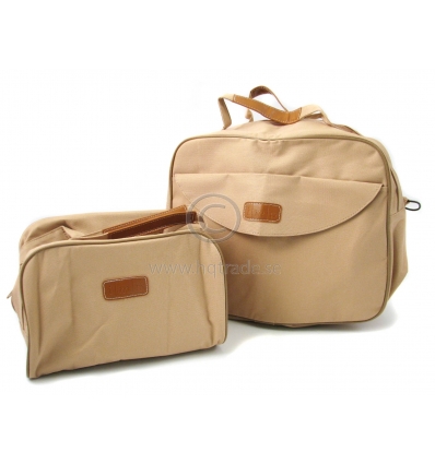 Beige travel bag with customer logo