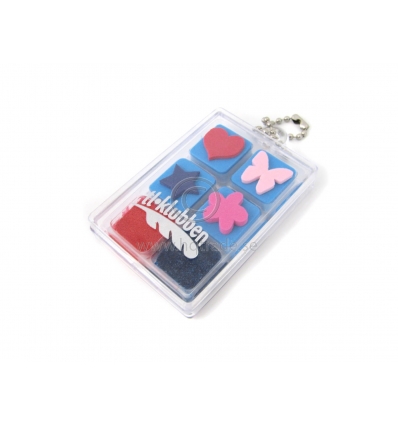 Keyring with stamps and ink