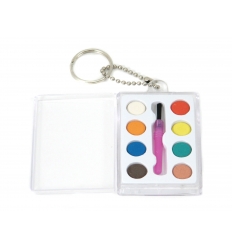 8 Water colour + brush in plastic box with keyring