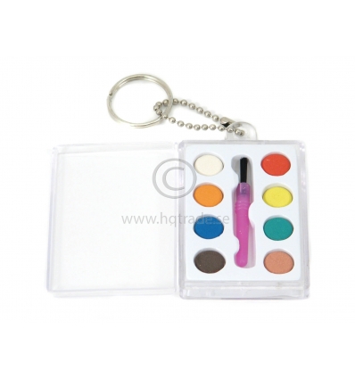 8 Water colour + brush in plastic box with keyring