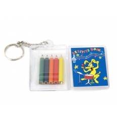 5 Pencils and mini pad in plastic box with keychain