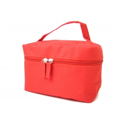 Red vanity bag with handle