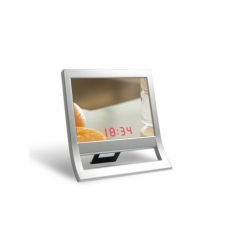 Standing mirror with digital clock