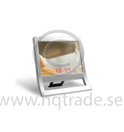 Standing mirror with digital clock