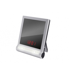 Standing mirror with digital clock