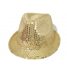 Fedora Hat - Gold Sequins