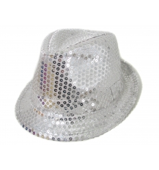 Fedora Hat - Silver Sequins