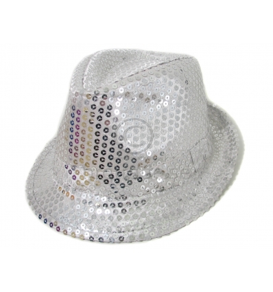 Fedora Hat - Silver Sequins