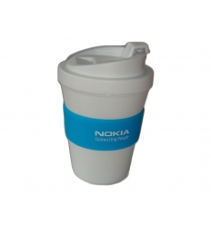 Plastic coffee cup with logo