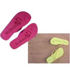 Flip flops with debossed logo