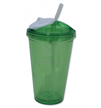 Drinking cup with straw