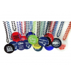 Bead necklace with logo plate
