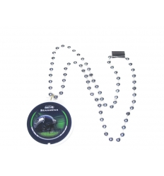 Bead necklace with logo plate