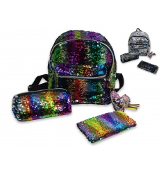 Reversible sequins - Backpack, Pencase and Keychain