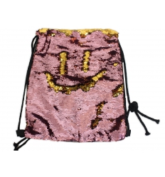 Drawstring bag with reversible sequins