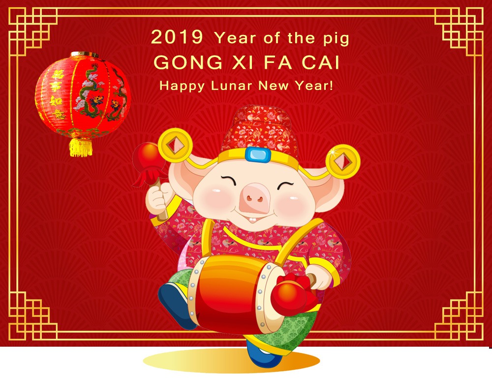 Gott nytt år - Kinesiskt nyår 2019 - Grisens år